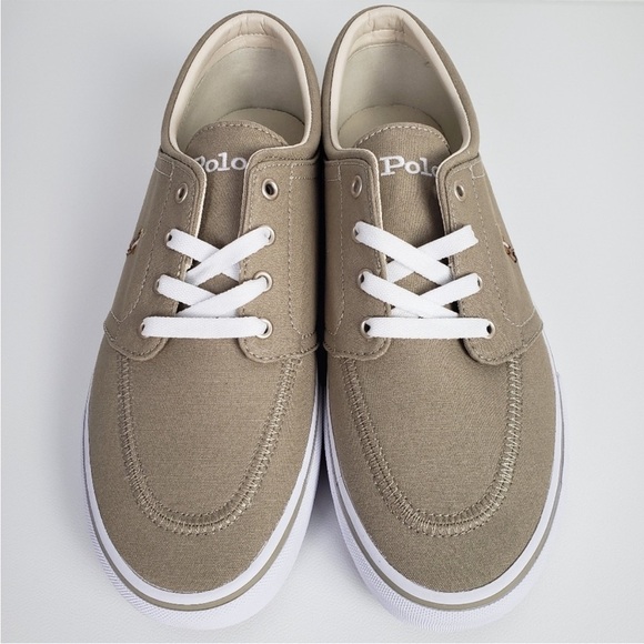 Polo by Ralph Lauren Men's Khaki Canvas Sneakers, worn several times - Picture 1 of 4